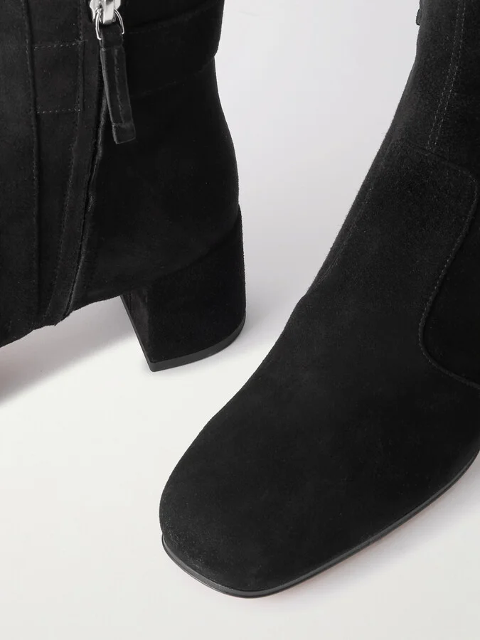 Roger Vivier - Très Vivier Polly 45 Buckled Suede Ankle Boots - Black - Image 4