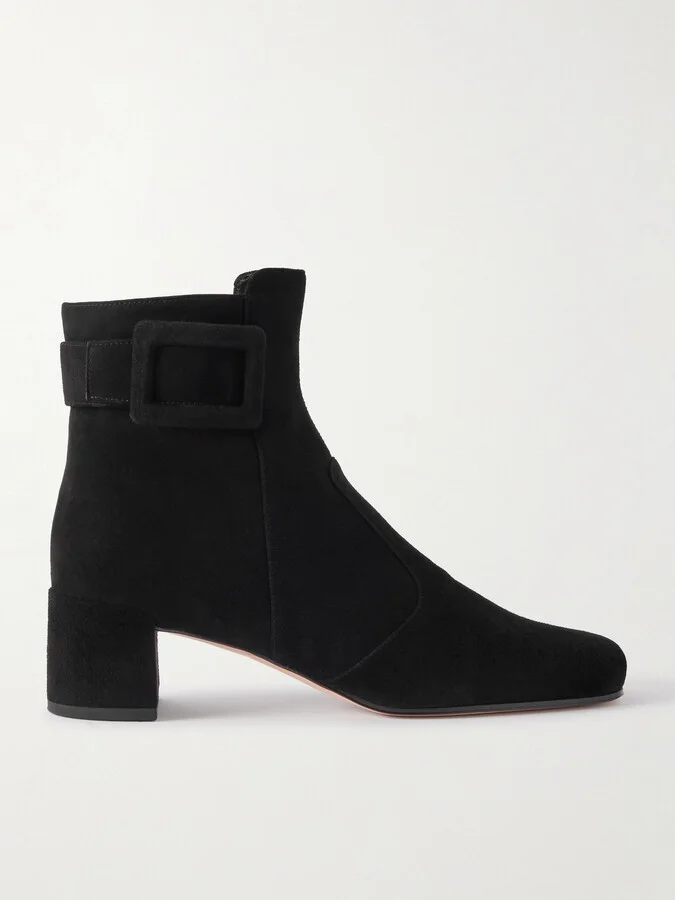 Roger Vivier - Très Vivier Polly 45 Buckled Suede Ankle Boots - Black