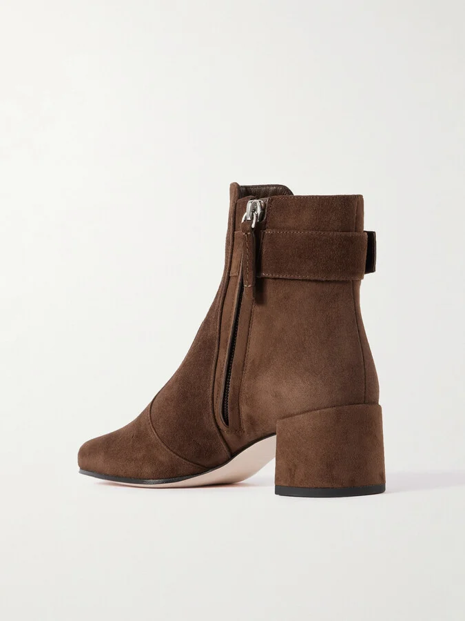 Roger Vivier - Tres Vivier Polly 45 Buckled Suede Ankle Boots - Brown - Image 3
