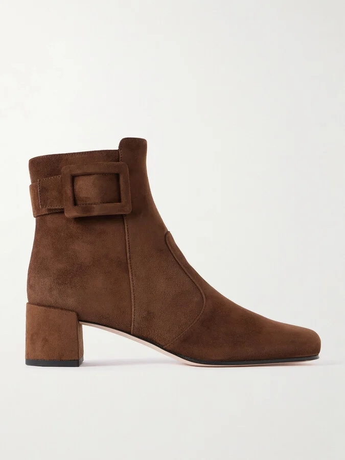 Roger Vivier - Tres Vivier Polly 45 Buckled Suede Ankle Boots - Brown