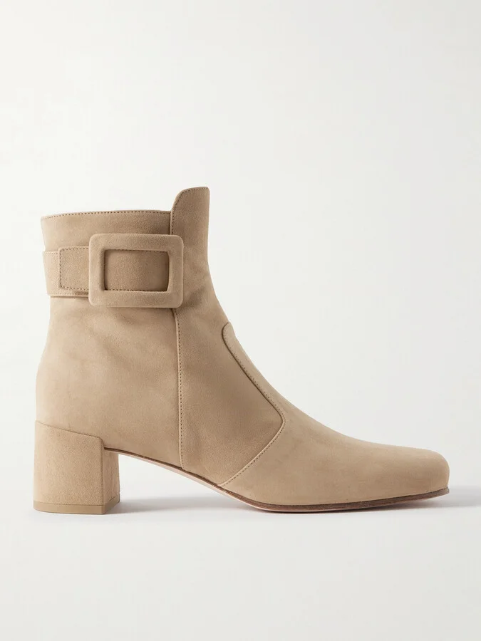 Roger Vivier - Très Vivier Polly 45 Buckled Suede Ankle Boots - Brown