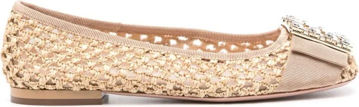 Roger Vivier Très Vivier Raffia Ballet Flats