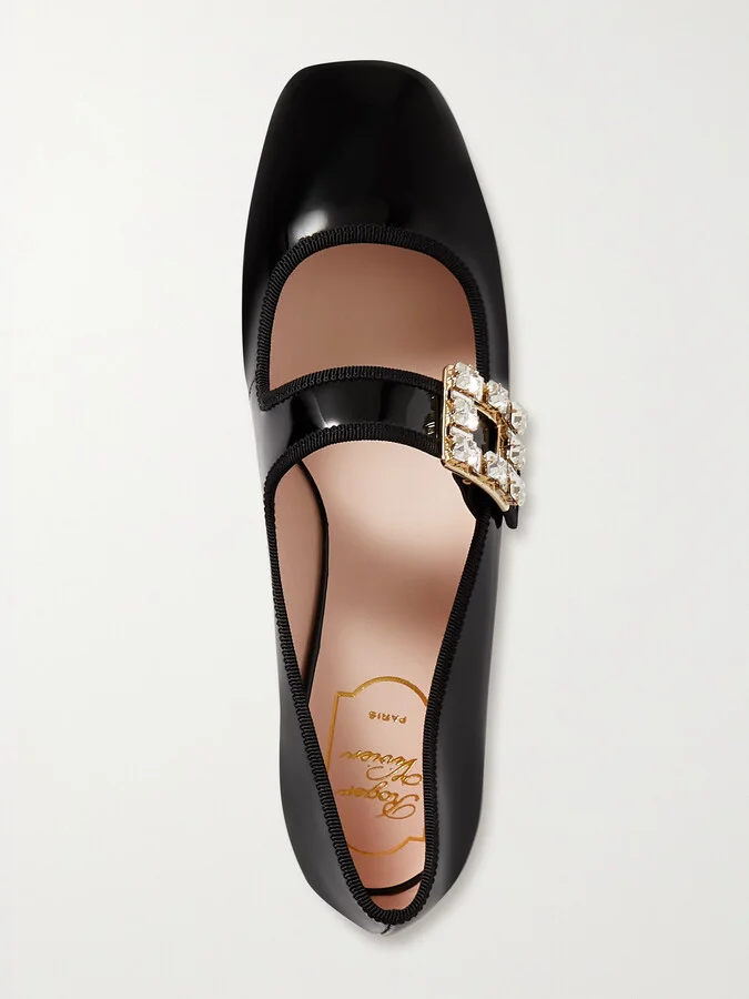 Roger Vivier - Très Vivier Strass Babies Crystal-embellished Patent-leather Ballet Flats - Black - Image 5