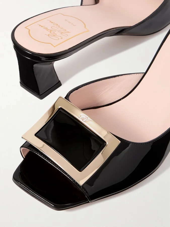 Roger Vivier - Trompette 45 Embellished Patent-leather Mules - Black - Image 4
