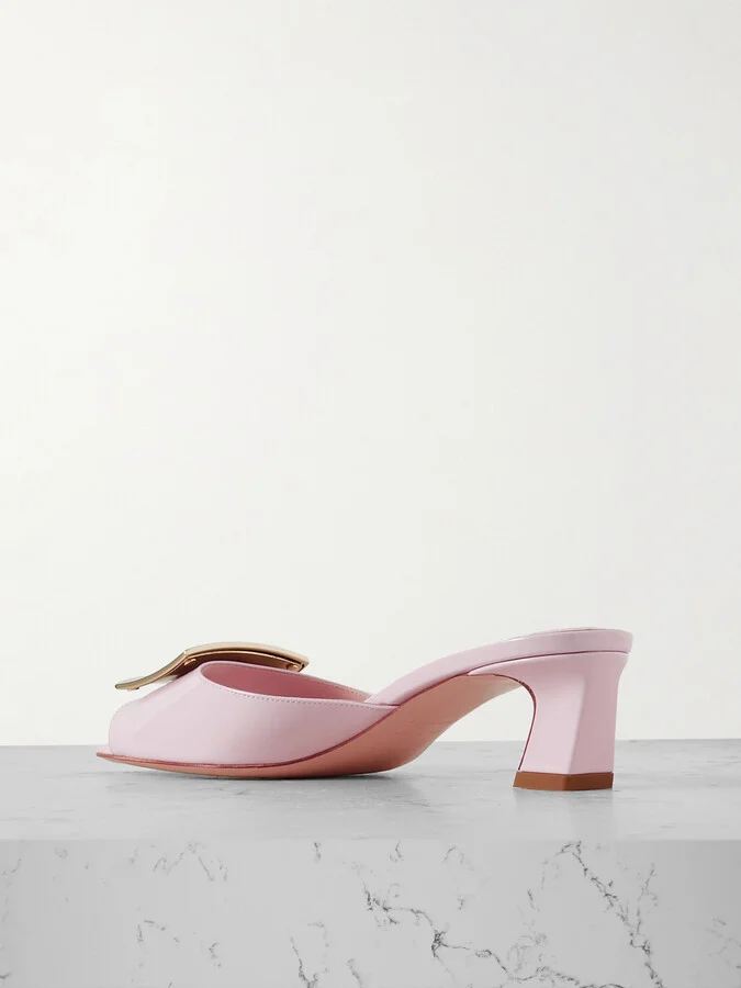 Roger Vivier - Trompette 45 Embellished Patent-leather Mules - Pink - Image 3