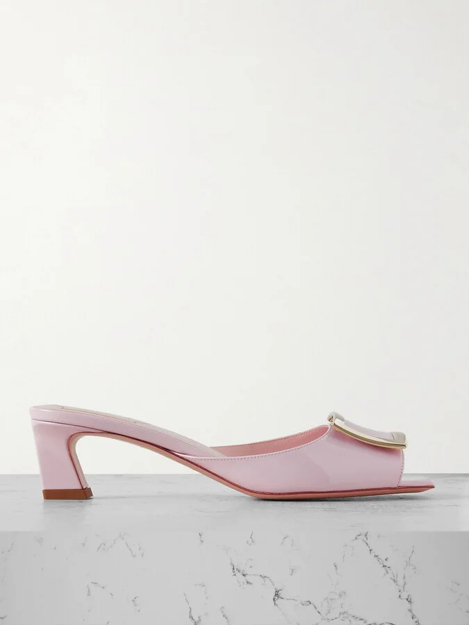 Roger Vivier - Trompette 45 Embellished Patent-leather Mules - Pink
