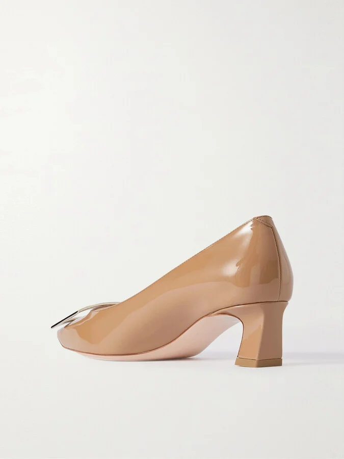 Roger Vivier - Trompette 45 Patent-leather Pumps - Neutrals - Image 3