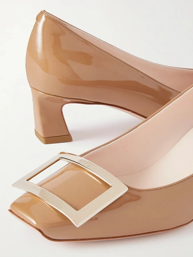 Roger Vivier - Trompette 45 Patent-leather Pumps - Neutrals - Image 4