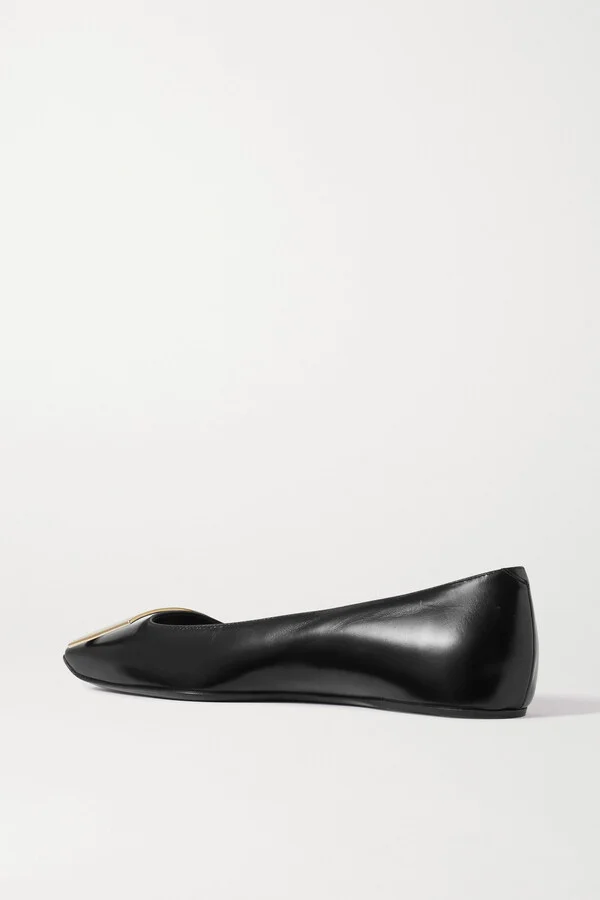 Roger Vivier - Trompette Bellerine Glossed-leather Ballet Flats - Black - Image 3