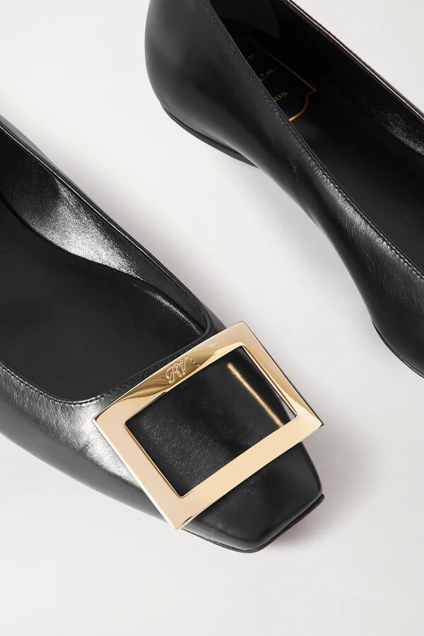 Roger Vivier - Trompette Bellerine Glossed-leather Ballet Flats - Black - Image 4