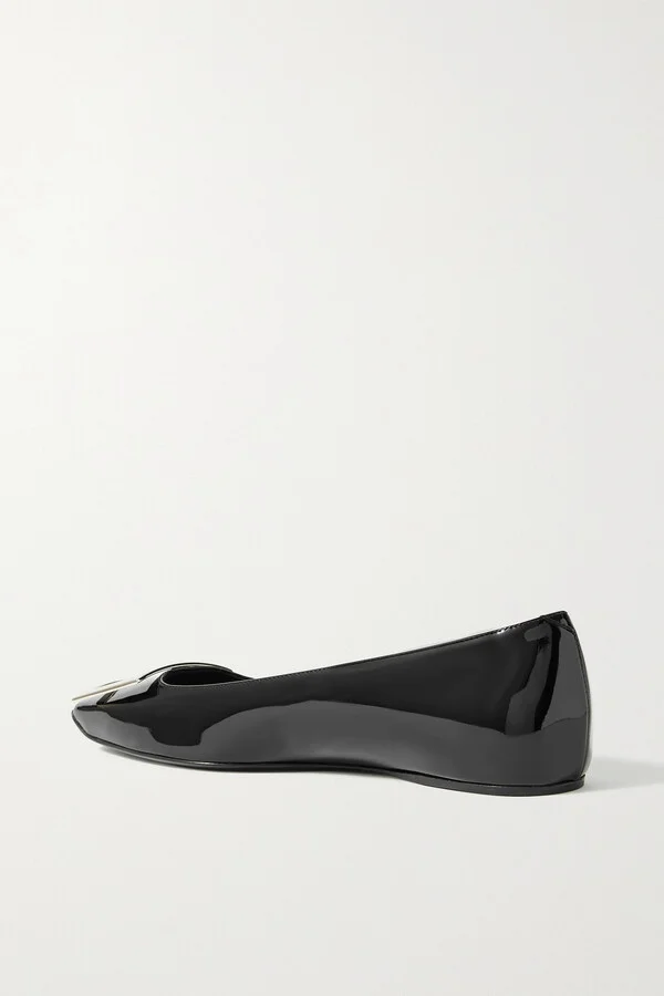 Roger Vivier - Trompette Bellerine Glossed-leather Ballet Flats - Black - Image 3