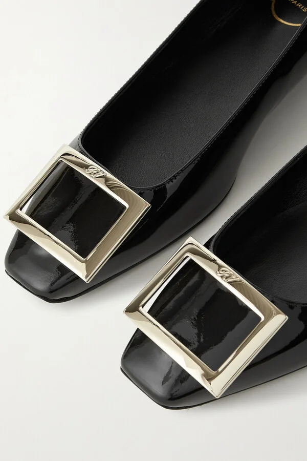 Roger Vivier - Trompette Bellerine Glossed-leather Ballet Flats - Black - Image 4