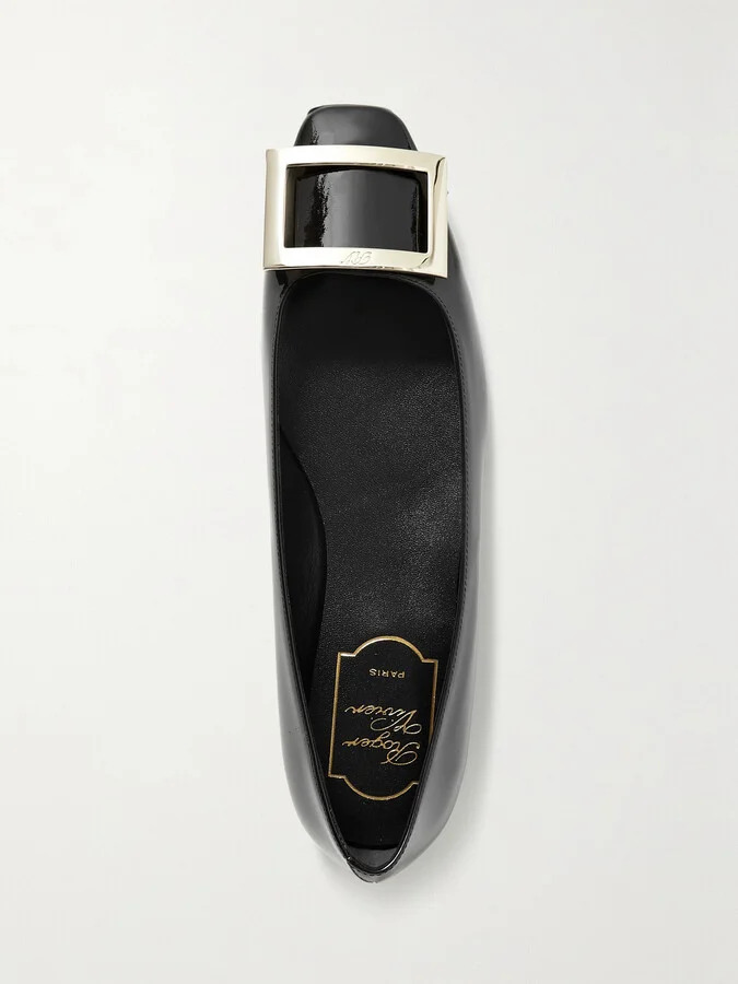 Roger Vivier - Trompette Bellerine Glossed-leather Ballet Flats - Black - Image 5