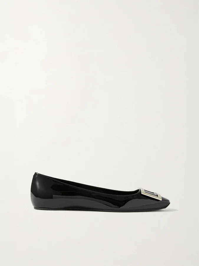 Roger Vivier - Trompette Bellerine Glossed-leather Ballet Flats - Black