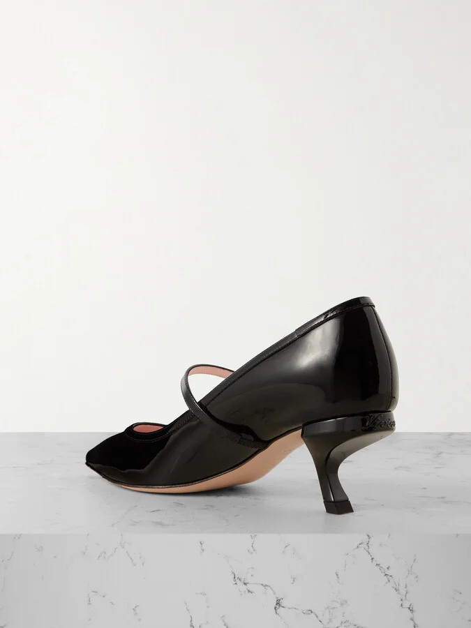 Roger Vivier - Virgule 55 Crystal-embellished Patent-leather Mary Jane Pumps - Black - Image 3