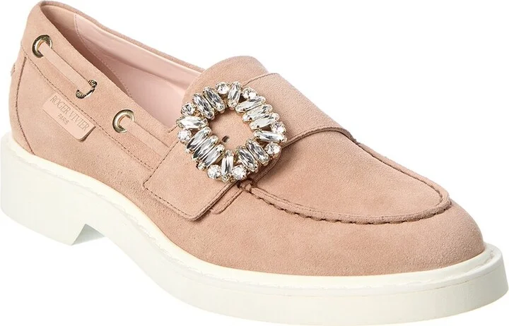 Roger Vivier Viv Boat Strass Suede Loafer