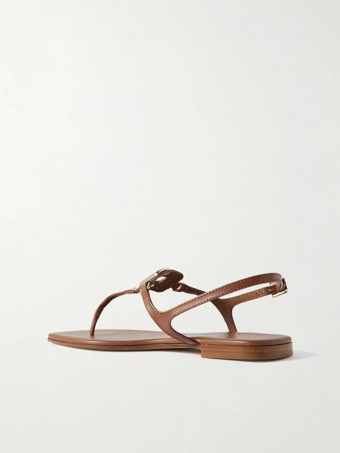 Roger Vivier - Viv By The Sea Embellished Leather Sandals - Brown - Image 3