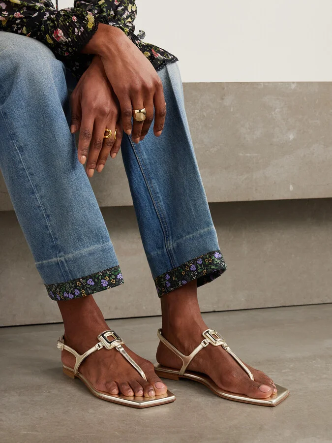 Roger Vivier - Viv By The Sea Metallic Leather Sandals - Gold - Image 2