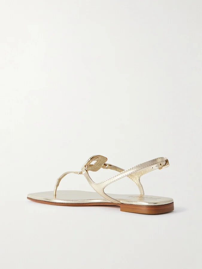 Roger Vivier - Viv By The Sea Metallic Leather Sandals - Gold - Image 3