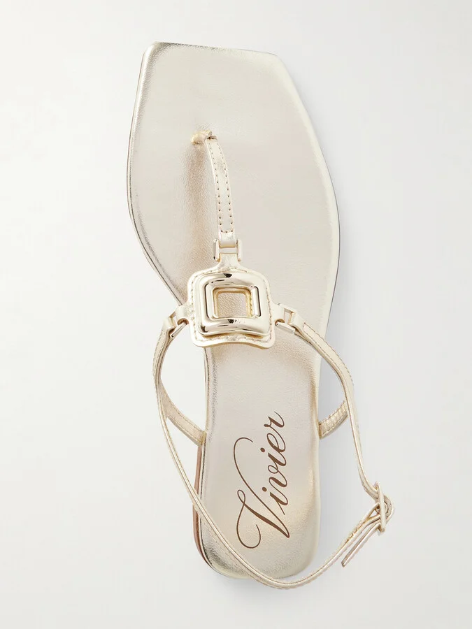 Roger Vivier - Viv By The Sea Metallic Leather Sandals - Gold - Image 5