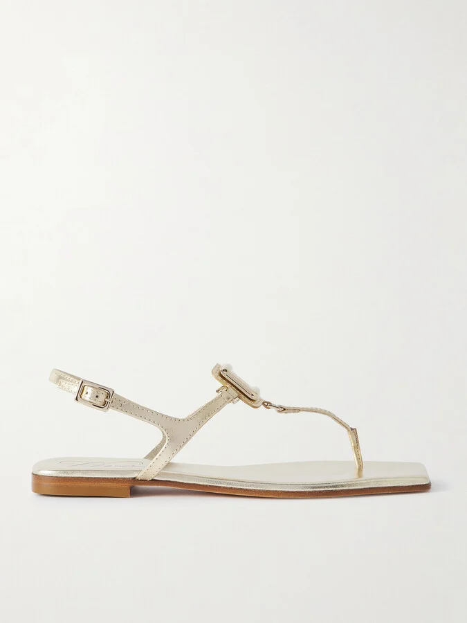 Roger Vivier - Viv By The Sea Metallic Leather Sandals - Gold
