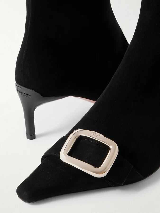 Roger Vivier - Viv' Canard 55 Suede Ankle Boots - Black - Image 4