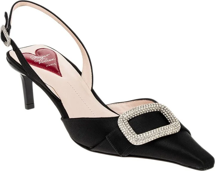 Roger Vivier Viv Canard Silk & Leather Slingback Pump