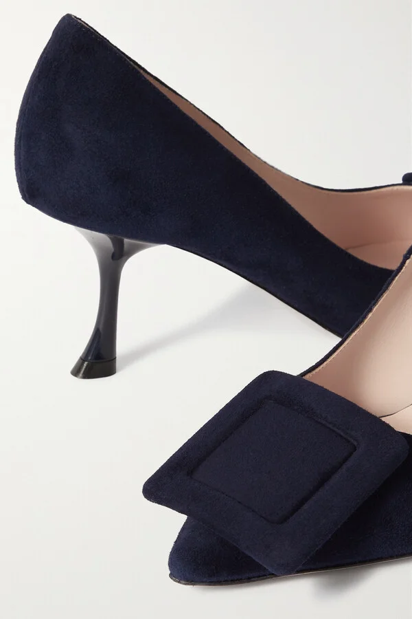 Roger Vivier - Viv' In The City 65 Buckled Suede Pumps - Blue - Image 4