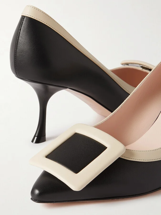 Roger Vivier - Viv' In The City 65 Buckled Two-tone Leather Pumps - Black - Image 4