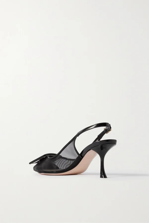Roger Vivier - Viv' In The City Patent Leather-trimmed Mesh Slingback Pumps - Black - Image 3