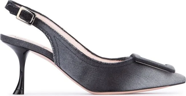 Roger Vivier Viv' In The City Slingback Denim Pumps