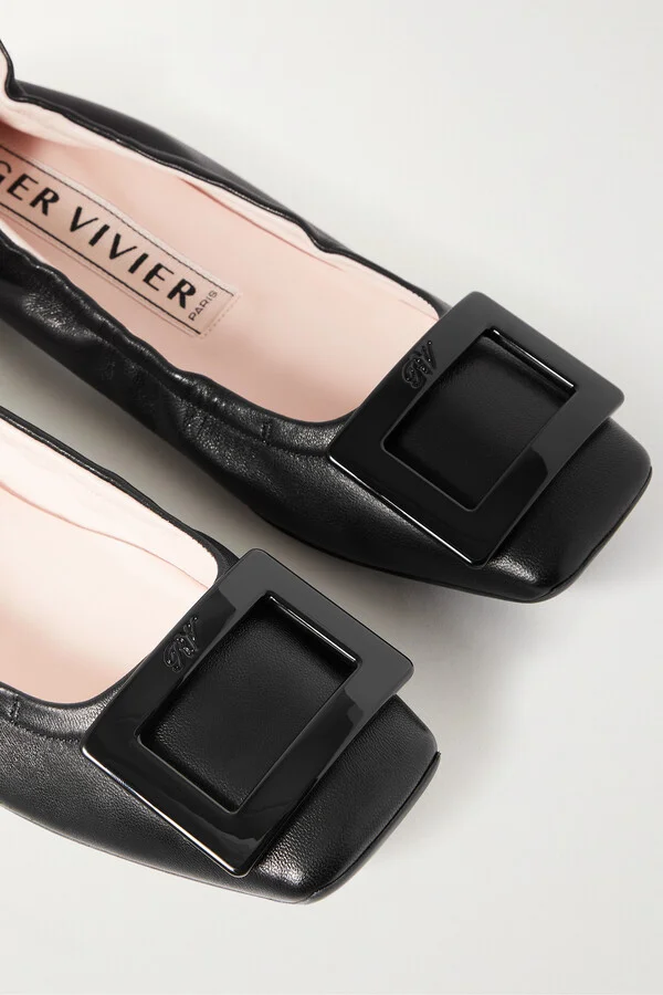 Roger Vivier - Viv Pockette Leather Ballet Flats - Black - Image 4