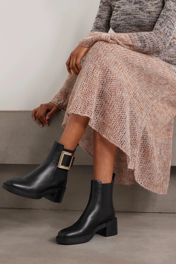 Roger Vivier - Viv Rangers 60 Buckled Leather Chelsea Boots - Black - Image 2