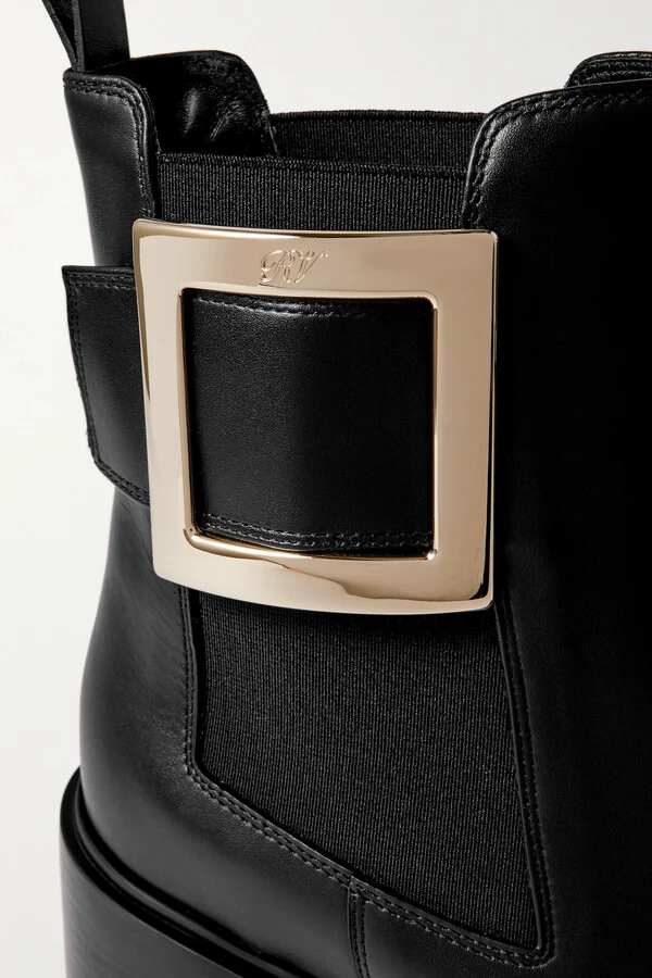 Roger Vivier - Viv Rangers 60 Buckled Leather Chelsea Boots - Black - Image 4