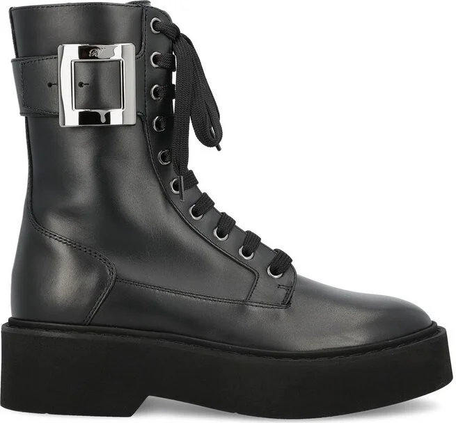 Roger Vivier Viv' Rangers Buckled Lace-Up Boots