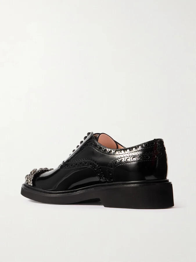 Roger Vivier - Viv Rangers Flower Crystal-embellished Patent-leather Loafers - Black - Image 3