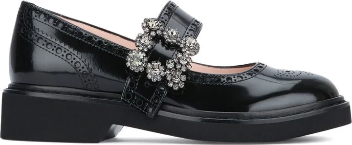 Roger Vivier Viv Rangers Leather Ballet Flats