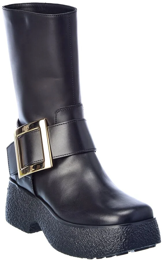 Roger Vivier Viv Rangers Leather Platform Boot