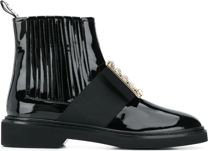 Roger Vivier Viv Rangers Patent Leather Boots