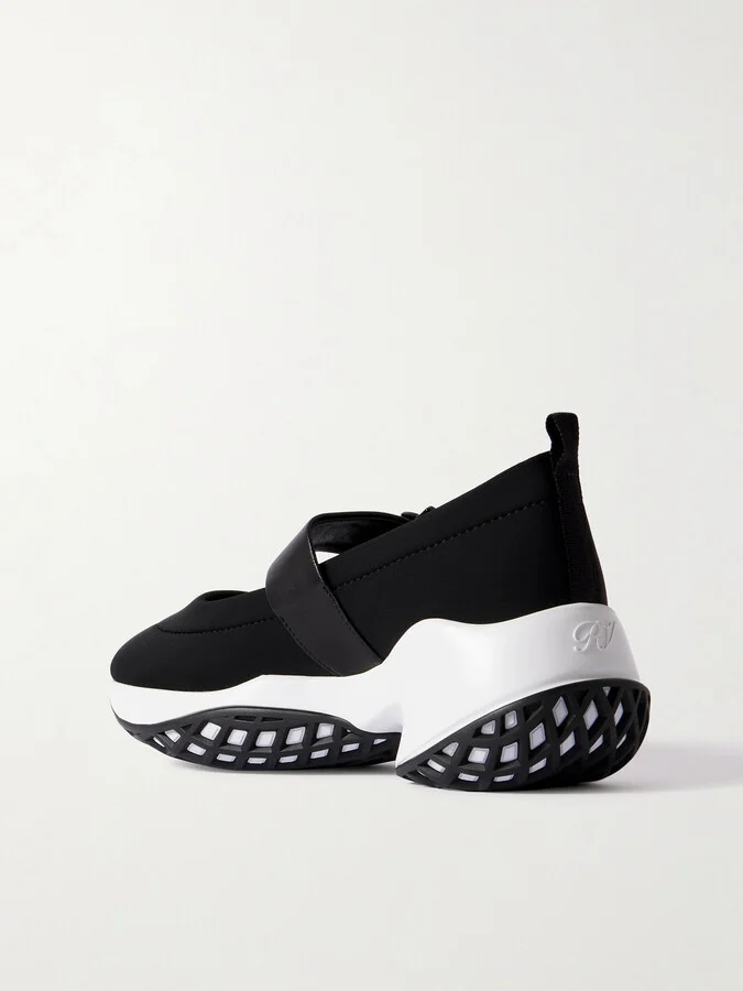 Roger Vivier - Viv Run Crystal-embellished Stretch And Leather Sneakers - Black - Image 3