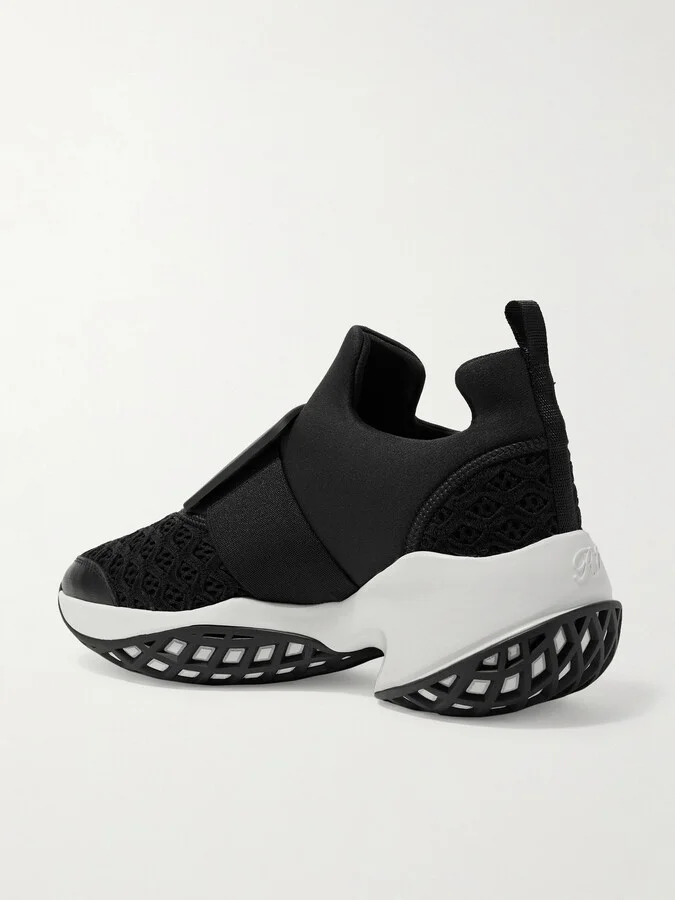 Roger Vivier - Viv Run Mesh And Leather Sneakers - Black - Image 3