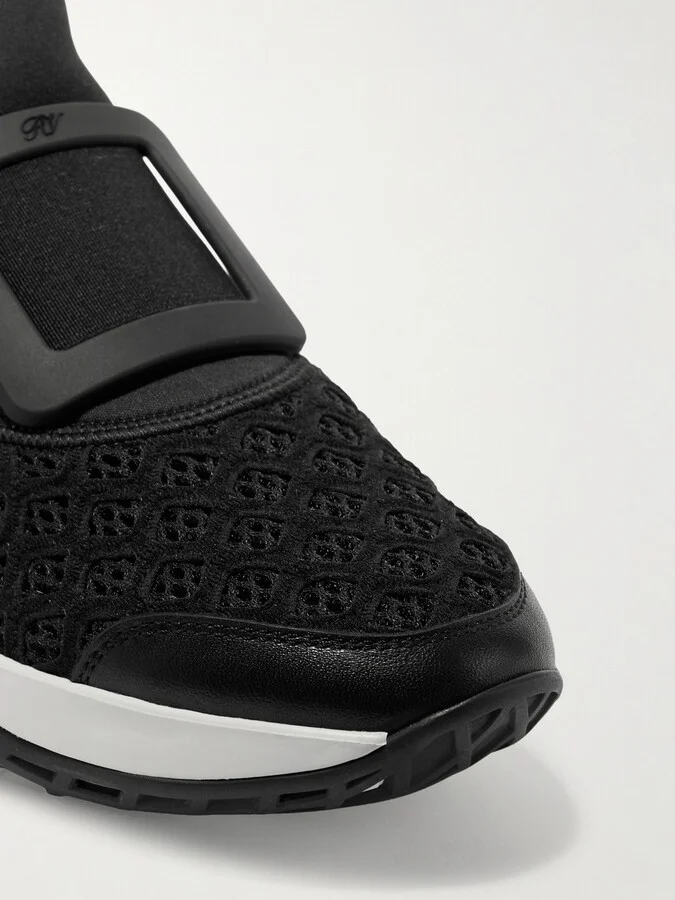 Roger Vivier - Viv Run Mesh And Leather Sneakers - Black - Image 5