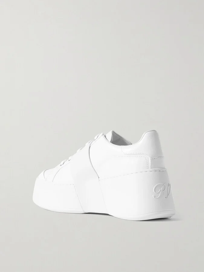 Roger Vivier - Viv' Skate Embellished Leather Sneakers - White - Image 3