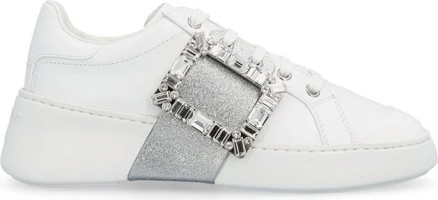 Roger Vivier Viv' Skate Glitter Embellished Buckle Sneakers