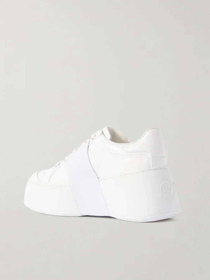 Roger Vivier - Viv Skate High Crystal-embellished Rubber-trimmed Leather Sneakers - White - Image 3