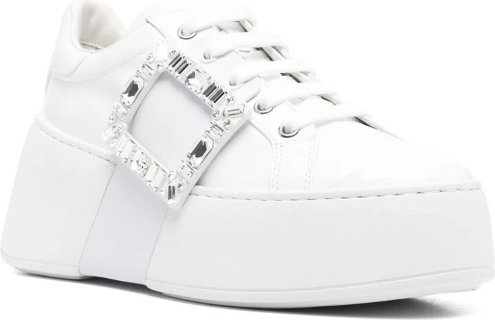 Roger Vivier Viv Skate High Strass Leather Sneakers - Image 2