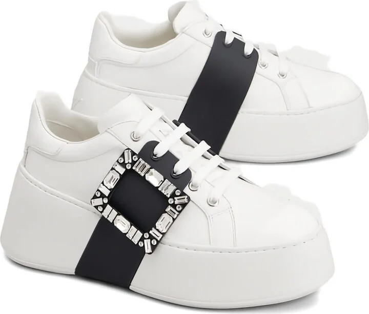 Roger Vivier Viv Skate High Strass Leather Sneakers - Image 2