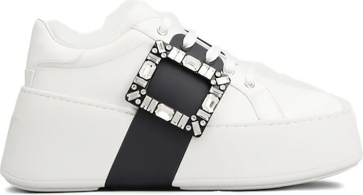 Roger Vivier Viv Skate High Strass Leather Sneakers