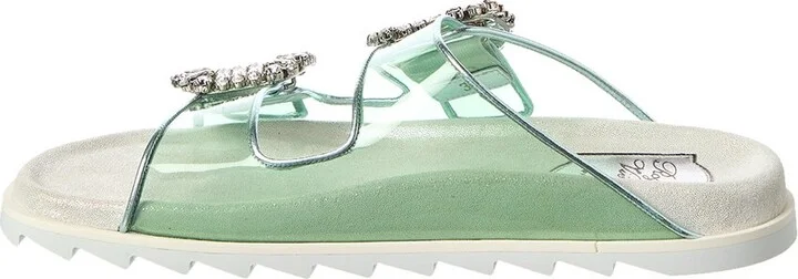 Roger Vivier Viv Strass Buckle Vinyl & Leather Slide - Image 2
