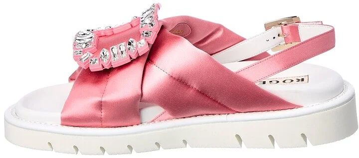 Roger Vivier Viv' Winter Puffy Strass Buckle Satin Sandal - Image 2